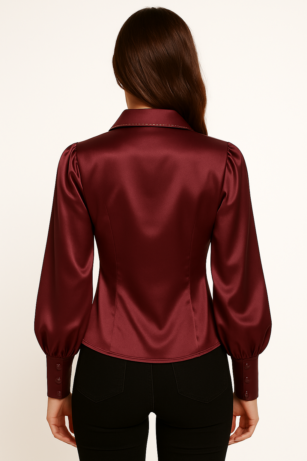 Blusa satén de mangas poeta