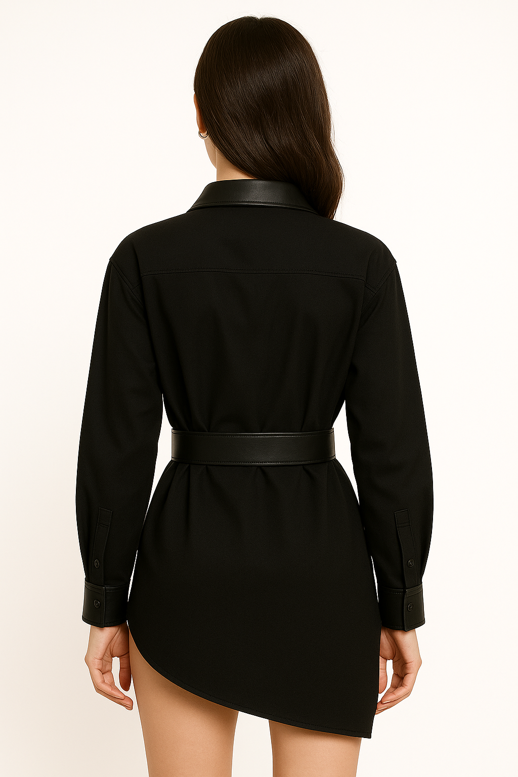 Blusa de popelín con cuero