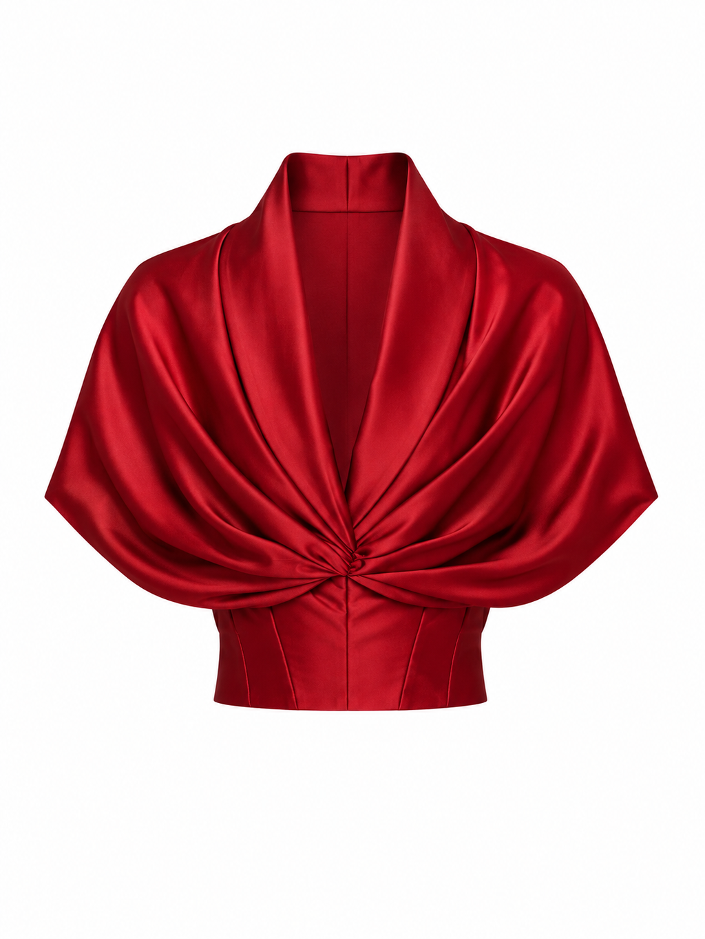 Blusa drapeada en saten de seda
