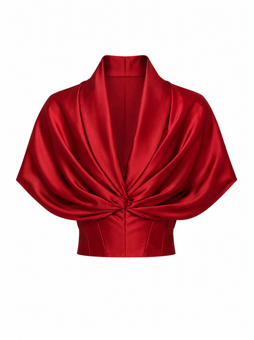 Blusa drapeada en saten de seda