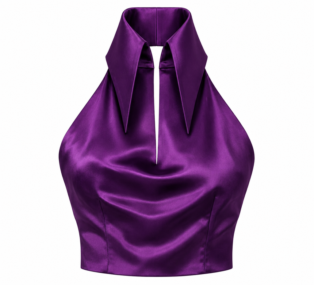 Blusa con cuello halter camisero