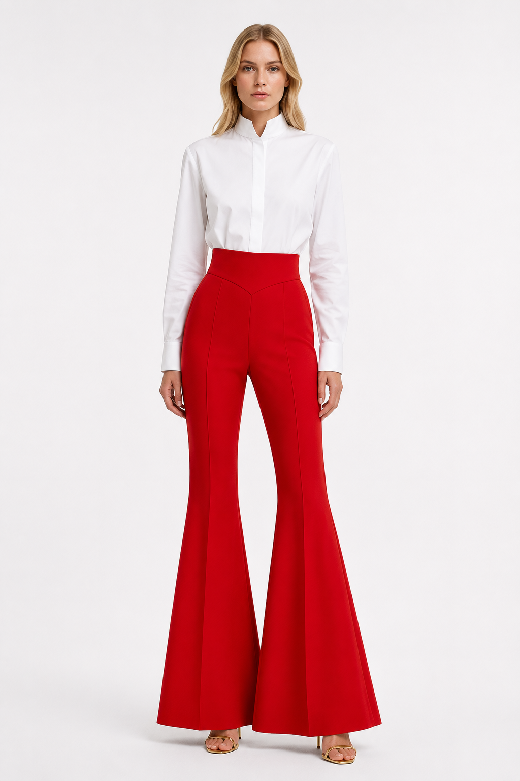 Pantalón campana en fake neopreno